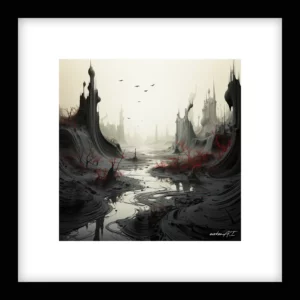 Timeless Stillness – River Run - Red Wall Art | River Run - Red Series