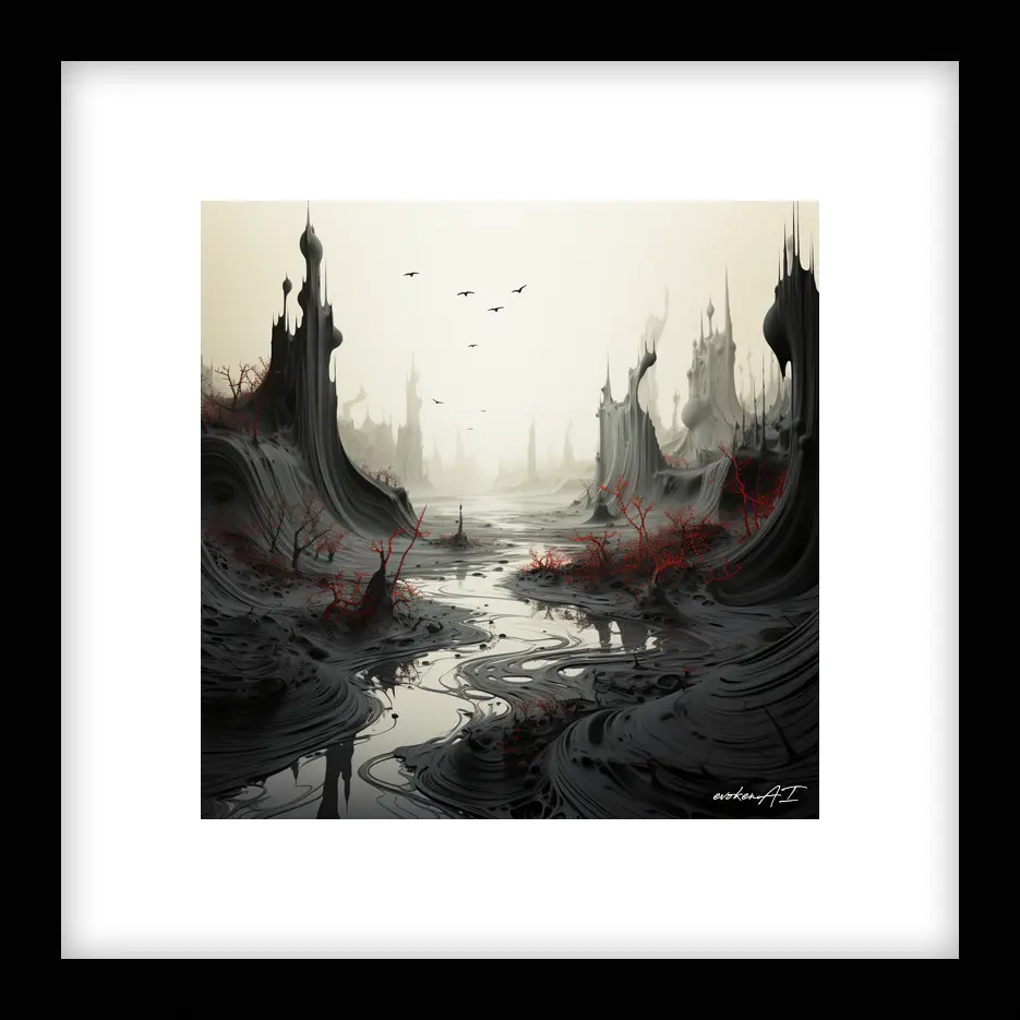 Timeless Stillness – River Run - Red Wall Art | River Run - Red Series