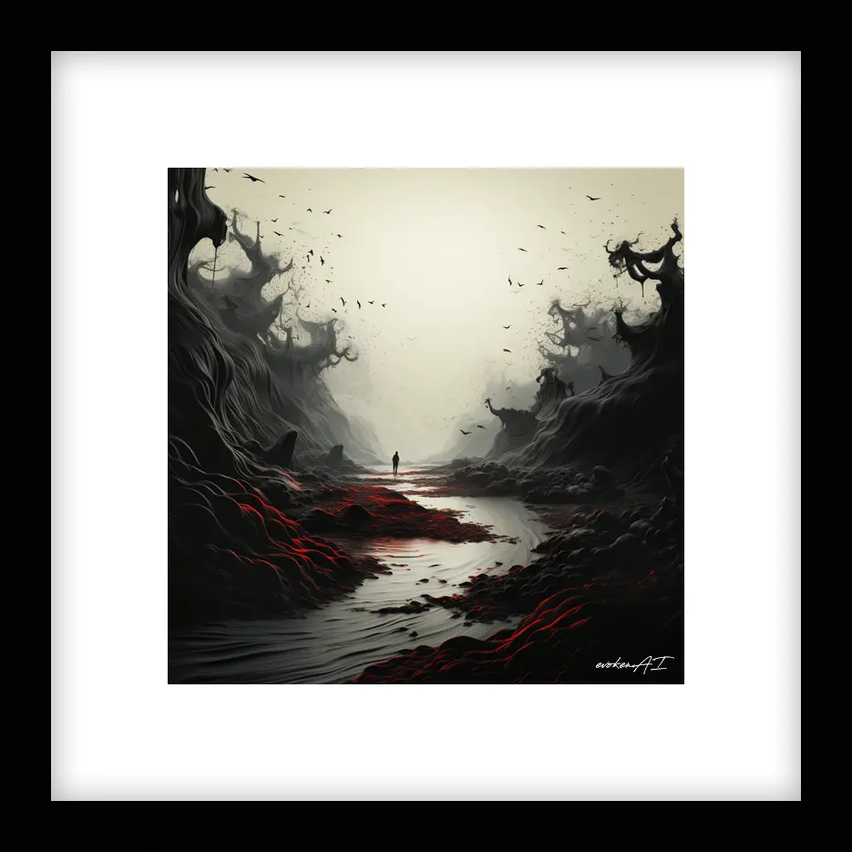 Measured Calm – River Run - Red Wall Art | River Run - Red Series