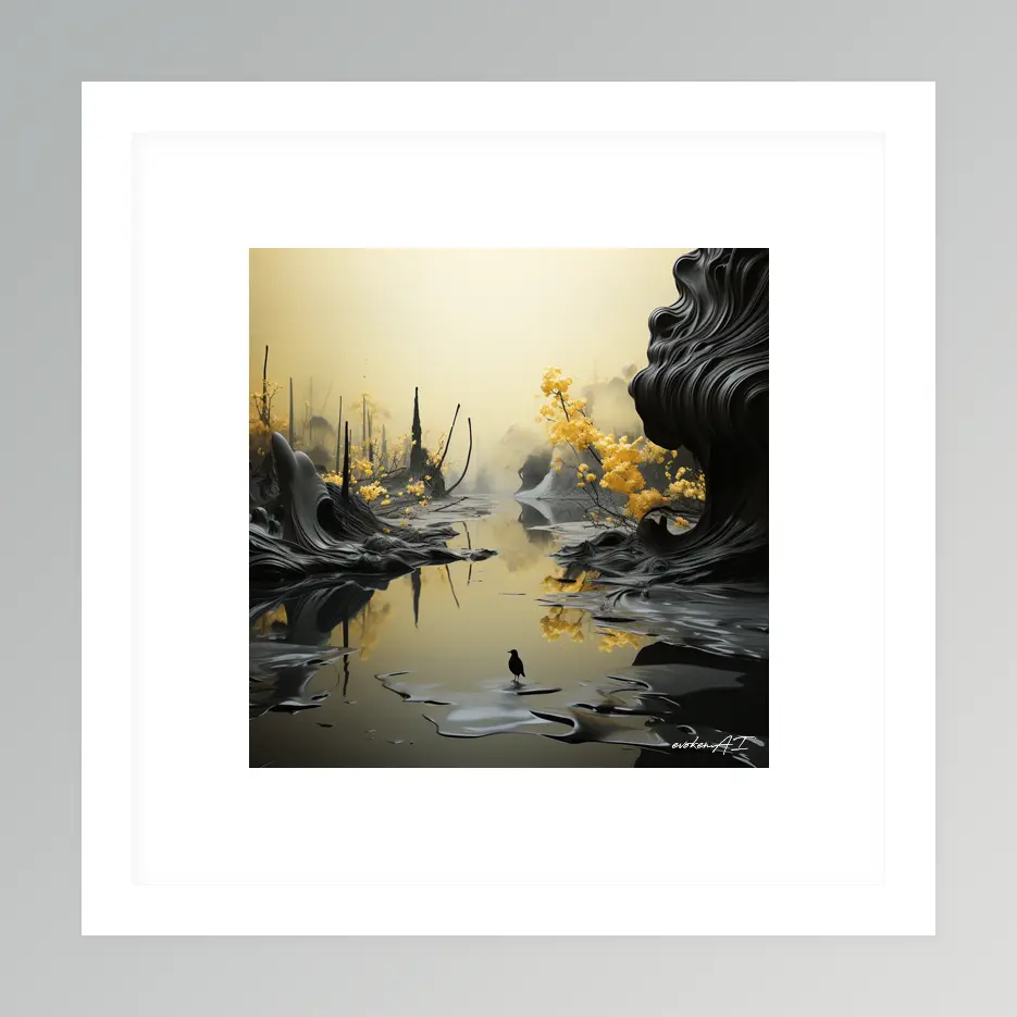Timeless Stillness – River Run - Yellow Wall Art | River Run - Yellow Series - Image 2